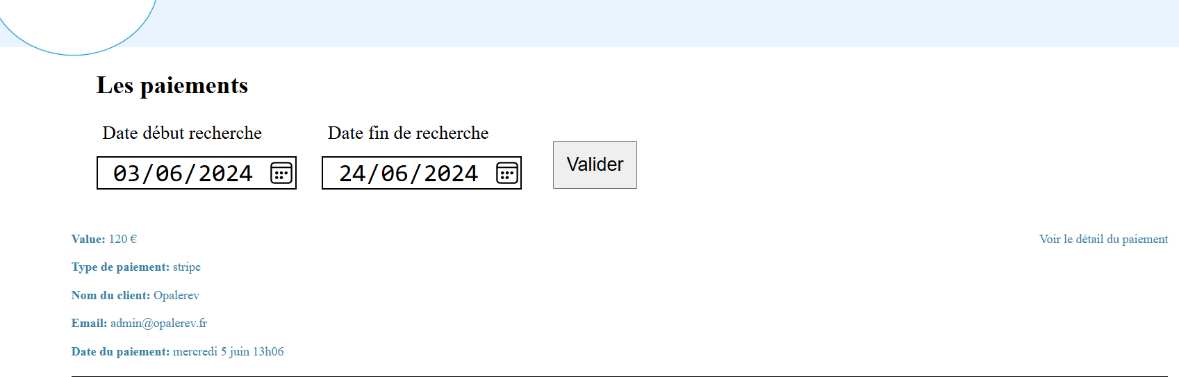 Recherche Paiement